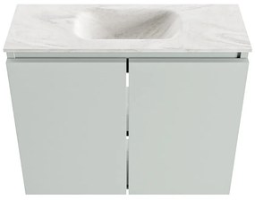 Mondiaz Ture DLux toiletmeubel 60cm greey met wastafel ostra midden zonder kraangat