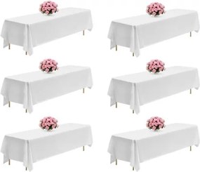 VEVOR 6 x Tafelkleed 2286x3353 mm, Herbruikbare Tafelkleedbeschermer, Machinewasbaar Polyester Tafelkleed voor Feesten, Bruiloften, Banketten, Formele Evenementen, Wit