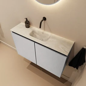 Mondiaz Ture DLux toiletmeubel 80cm plata met wastafel ostra midden zonder kraangat