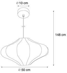 Japandi hanglamp beige met stoffen kap 50cm - PluJapandi E27 rond Binnenverlichting Lamp