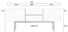 Zuiver High On Wood Hoogglans Dressoir Eiken 160 Cm - 160x40x71.5cm.