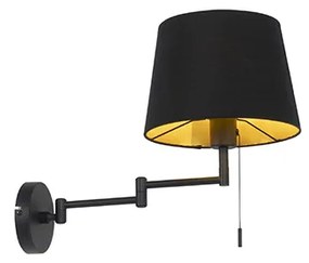 Stoffen Wandlamp zwart met zwarte kap en verstelbare arm - Ladas Deluxe Modern E27 rond Binnenverlichting Lamp
