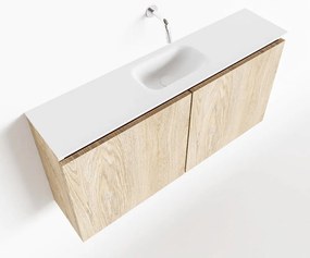 Mondiaz Ture 100cm toiletmeubel washed oak met wastafel talc midden geen kraangat