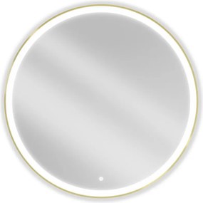 Mexen Esso verlichte badkamerspiegel, rond 100 cm, LED 6000K, anti-condens, gouden frame - 9825-100-100-611-50