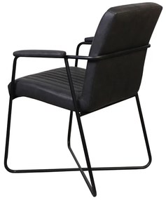 Eetkamerstoel - Henry - leer Vintage zwart