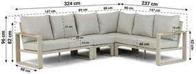 Hoek loungeset 6 personen Aluminium/Polywood (teakfinish) Taupe  Lifestyle Garden Furniture Lezo