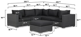 Hoek loungeset  Wicker Zwart 5 personen Garden Collections Toronto