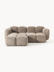 Modulaire bank Tayla (3-zits) van teddy bouclé met poef (links/rechts)