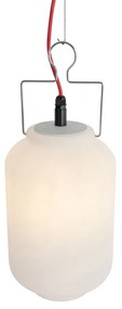 Buiten hanglamp wit 20 cm met rode stekker IP44 - Pion Modern E27 IP44 Buitenverlichting rond