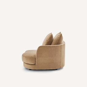 Halve bank rechts, afgerond, modulair, van stonewashed fluweel, TIBERIO