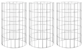 vidaXL Gabion plantenbakken 3 st rond verhoogd Ø30x50 cm staal