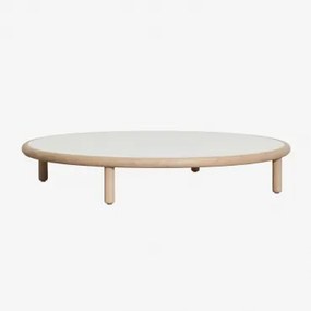 Ronde Salontafel Van Acaciahout Olivia Beige - Semoline - Lichte Acaciekleur & Ø100 Cm - Sklum