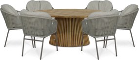 Tuinset Ronde Tuintafel 6 personen 180 cm Rope Taupe  Coco Livo/Fungo