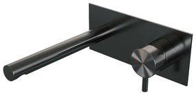 Brauer Gunmetal Edition ColdStart wastafelkraan inbouw rechte uitloop met achterplaat model B1 gunmetal geborsteld PVD