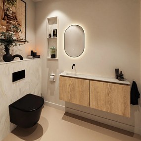 Mondiaz Ture DLux toiletmeubel 120cm washed oak met wastafel ostra links zonder kraangat