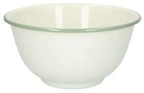 Schaal, emaille, groengrijs/wit,Ø 17 cm