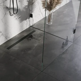 Brauer douchegoot 100x7cm met multifunctioneel rooster en flens zwart mat