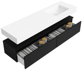 Zaro Alan badmeubel 170cm urban 2 lades met vrijhangende wastafel cloud rechts 1 kraangat talc