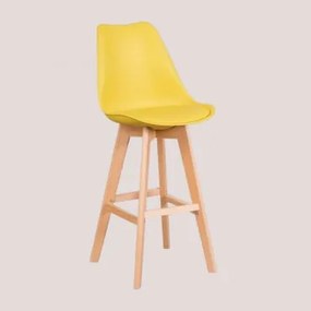 Nordic Hoge Kruk Met Kunstleren Kussen Geel – Curry & ↑75 Cm - Sklum