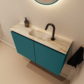 Mondiaz Ture DLux toiletmeubel 80cm smag met wastafel frappe midden met kraangat