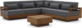 Hoek loungeset Zavelli | 5 personen | Loungeset Beige | Hoekbank Teakhout | Kees Smit Tuinmeubelen