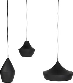 Set van 3 smart hanglampen zwart met goud incl. Wifi A60  - Depeche