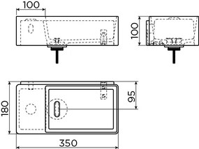 Clou New Flush 3 fontein solid surface 35cm links wit mat