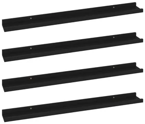 vidaXL Wandschappen 4 st 80x9x3 cm zwart