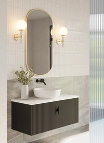 Muebles Ezra badmeubel ribbelfront 100cm zwart mat met wit toppaneel zonder waskom
