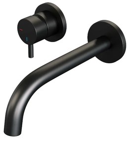 Brauer Black Edition ColdStart wastafelkraan inbouw gebogen uitloop en rozetten model B2 zwart mat