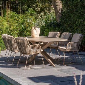 4 Seasons Fabrice tuinset 7-delig - Prado tuintafel 240x105 cm - ceramic sabbia latte