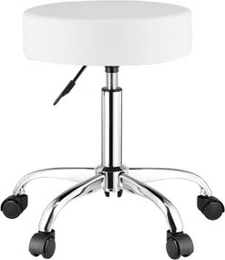 VEVOR Ronde zadelkruk, rolkruk, draagvermogen 204 kg, in hoogte verstelbaar (55-71 cm), draaikruk, werkkruk, draaibare zadelstoel van PU-leer, geschikt voor salon, spa, massagekliniek, wit