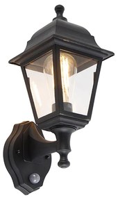 Klassieke buitenwandlamp zwart met bewegingsmelder - Capital