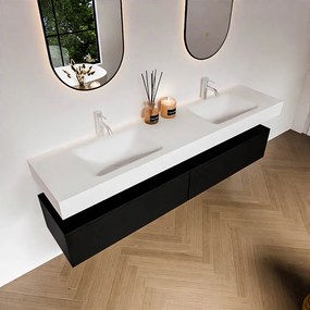 Zaro Alan badmeubel 190cm urban 2 lades met vrijhangende wastafel cloud dubbel 2 kraangaten talc