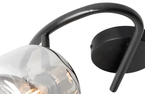 PlafondSpot / Opbouwspot / Plafondspot zwart met smoke glas rond 3-lichts - Zuzanna Modern E14 Binnenverlichting Lamp