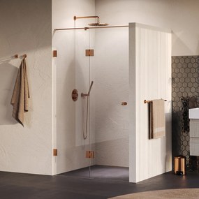 Brauer Void Carving profielloze nisdeur 110cm met draaideur 60cm aan glas koper geborsteld PVD