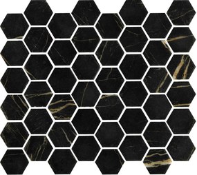 The Mosaic Factory Valencia hexagon glasmozaïek tegels 28x33cm nero marble