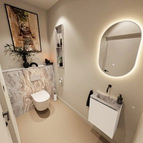 Mondiaz Ture DLux toiletmeubel 40cm talc met wastafel glace midden zonder kraangat