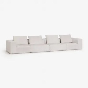 4-delige Modulaire Bank In Vacuüm Verpakte Chenille Norridge Chenille Crèmebeige - Sklum
