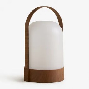 Draadloze Led-buiten Tafellamp Agnese Donkerbruin Hout - Sklum