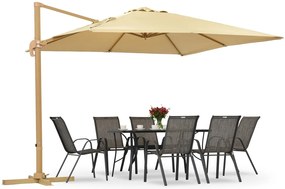 Siena 3x3m houtachtige tuinparasol met beige hoes Garden Point