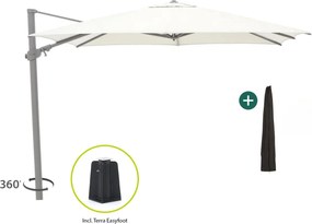 Parasol Shadowline Austin | Inclusief hoes | Vierkant | 300x300cm | Met draaihendel | Wit | Kees Smit Tuinmeubelen