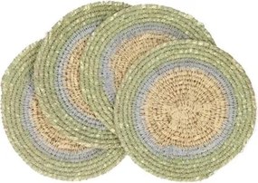 Onderzetters naturel, zeegras, groen, set van 4, Ø11 cm