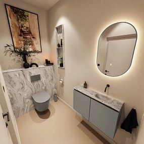 Mondiaz Ture DLux toiletmeubel 80cm smoke met wastafel glace rechts zonder kraangat