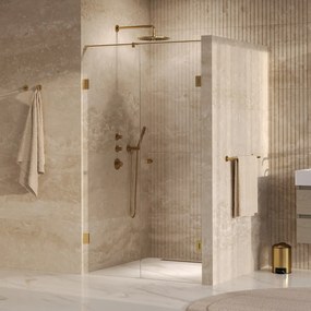Brauer Void Carving profielloze nisdeur 110cm met draaideur 60cm aan muur messing geborsteld PVD