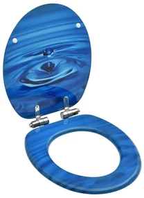 vidaXL Toiletbril met soft-close deksel waterdruppel MDF blauw