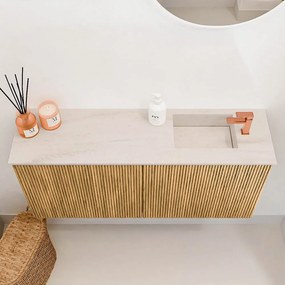 Mondiaz Joya DLux 90cm toiletmeubel oak met wastafel faye rechts 1 kraangat meli