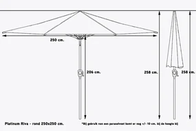 Platinum Riva stokparasol 2,5x2,5 m. - Black