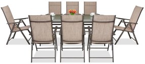 Stalen eetmeubel Modena/Rosario voor 8 personen met grote tafel 200 cm Garden Point bruin
