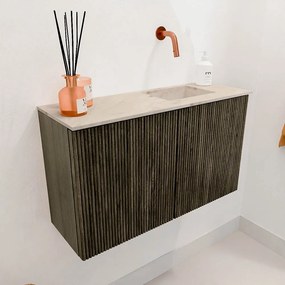Mondiaz Joya DLux 70cm toiletmeubel shadow met wastafel faye rechts zonder kraangat frappe